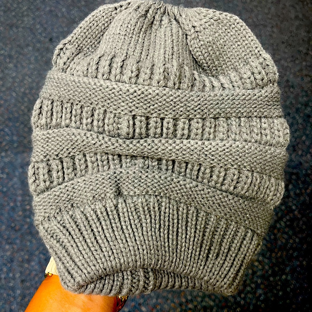 Grey Ponytail Beanie